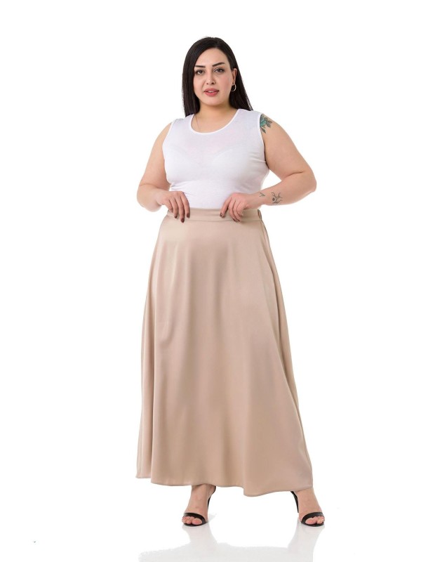 W-6403 Beige Дамска пола в макси размери