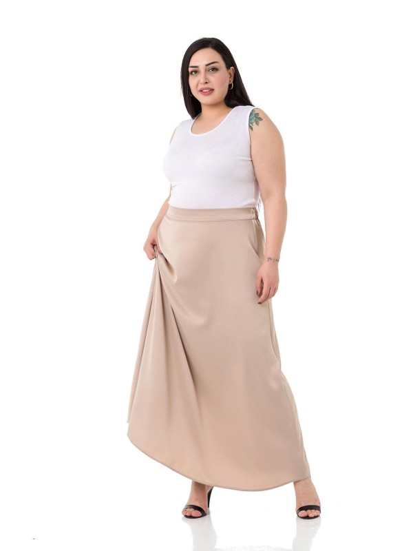 W-6403 Beige Дамска пола в макси размери