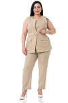 W-6912 Beige Дамски комплект две части в макси размери