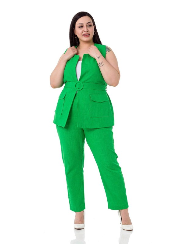 W-6912 Green Дамски комплект две части в макси размери