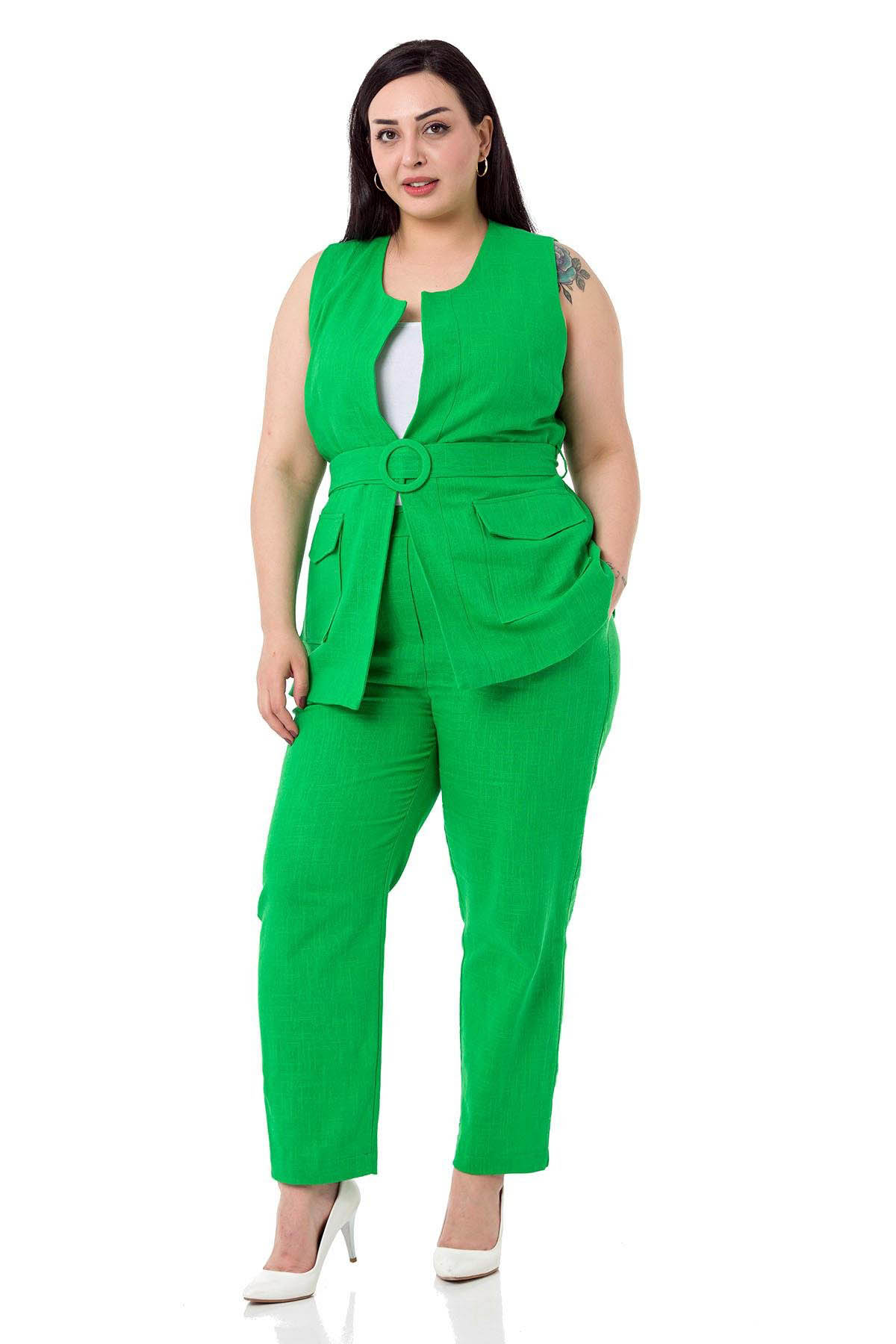 W-6912 Green Дамски комплект две части в макси размери