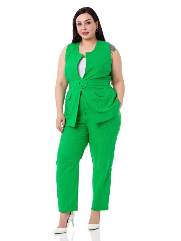 W-6912 Green Дамски комплект две части в макси размери