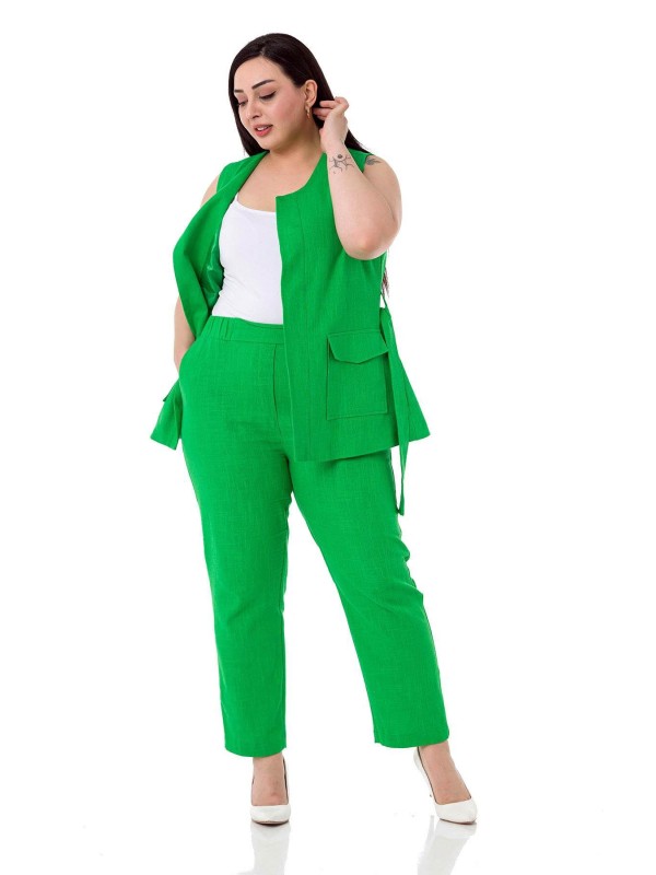 W-6912 Green Дамски комплект две части в макси размери