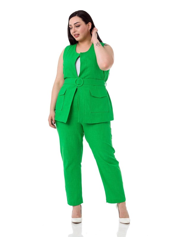 W-6912 Green Дамски комплект две части в макси размери