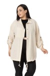 W-6923 Beige Дамска риза тип сако в макси размери