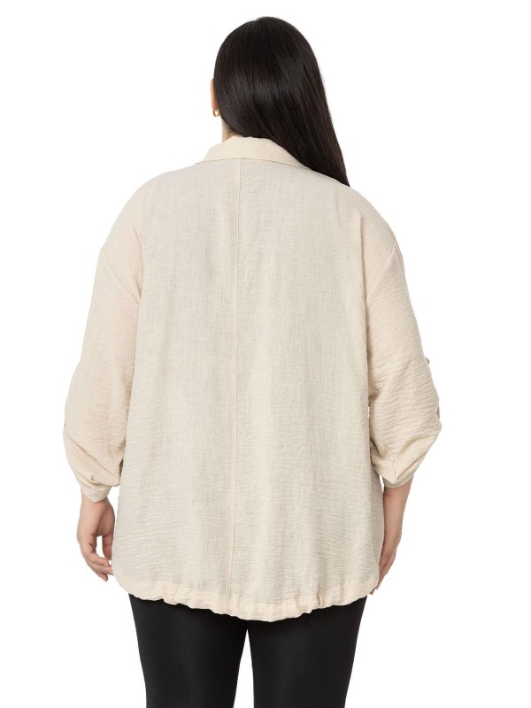 W-6923 Beige Дамска риза тип сако в макси размери