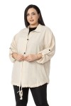 W-6923 Beige Дамска риза тип сако в макси размери