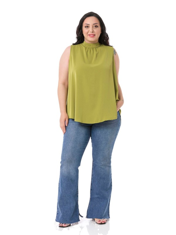 W-7404 Pistachio Дамска блуза в макси размери