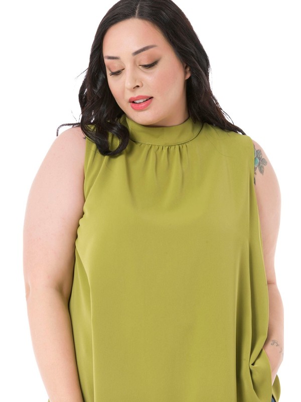 W-7404 Pistachio Дамска блуза в макси размери