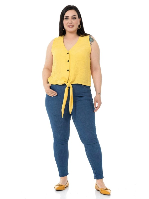 W-7423 Yellow Дамска блуза в макси размери
