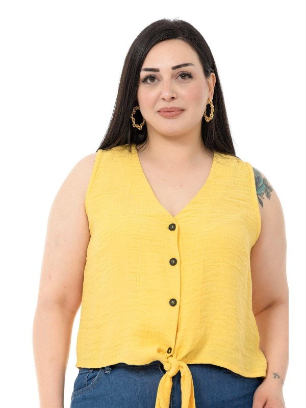 W-7423 Yellow Дамска блуза в макси размери