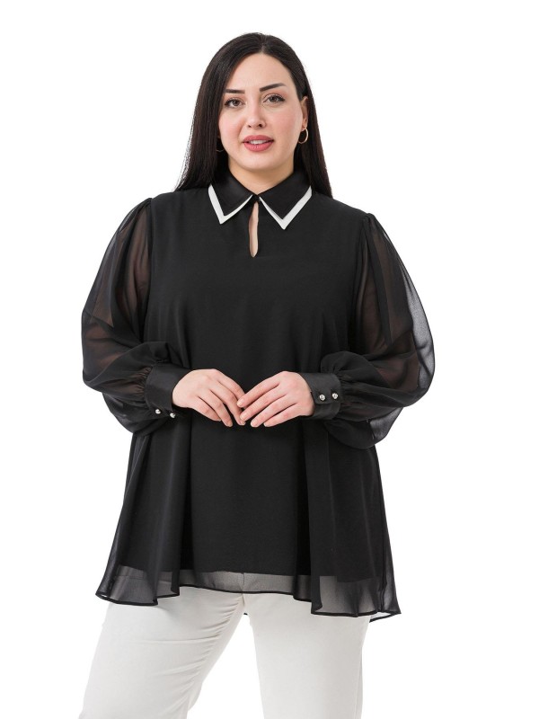 W-7427 Black Дамска блуза в макси размери