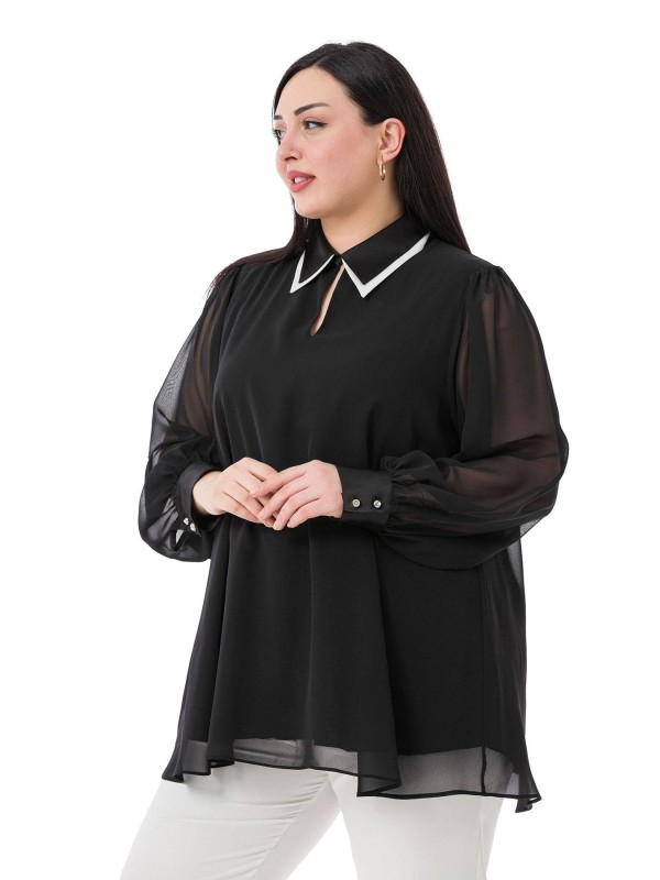 W-7427 Black Дамска блуза в макси размери
