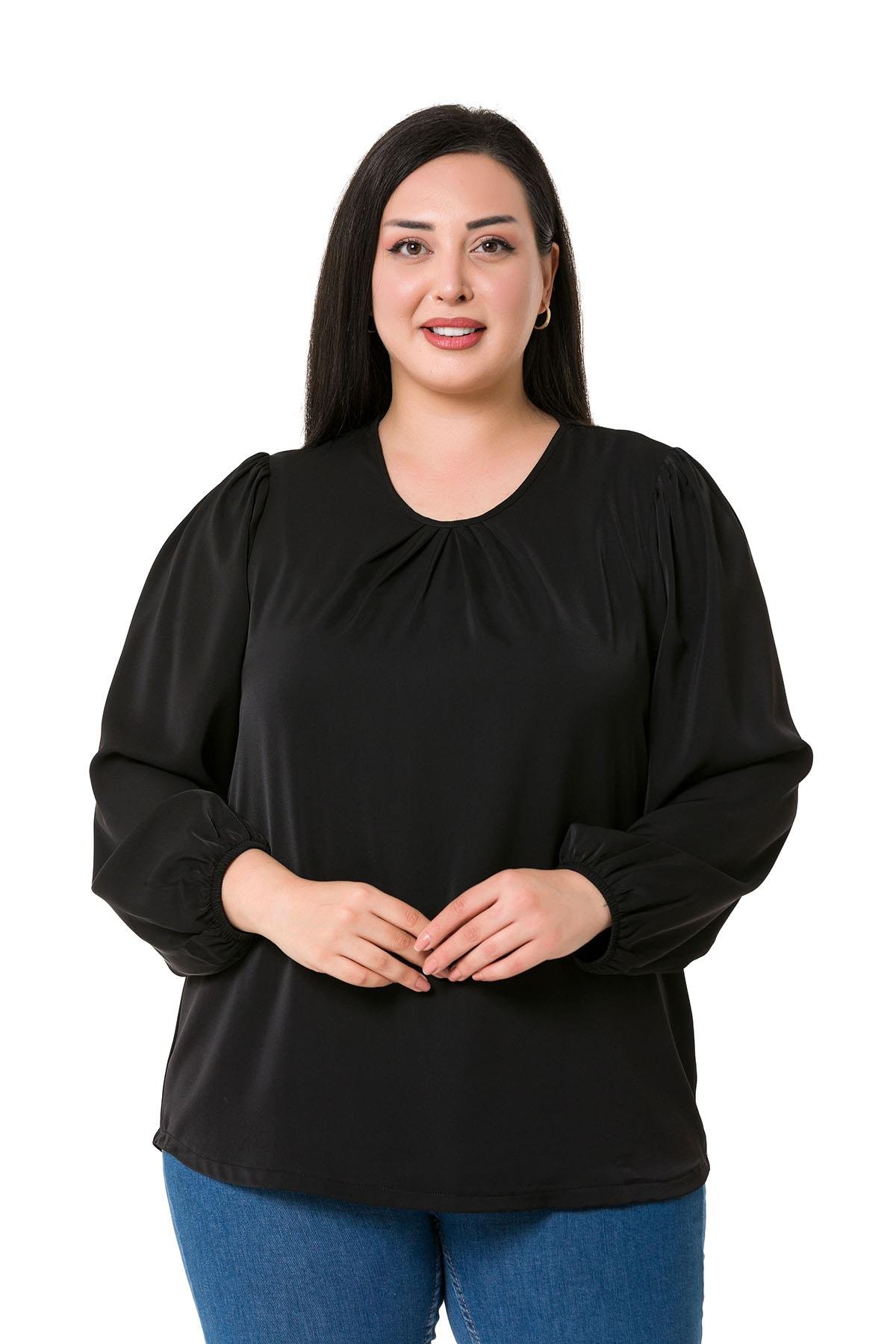 W-7430 Black Дамска блуза в макси размери
