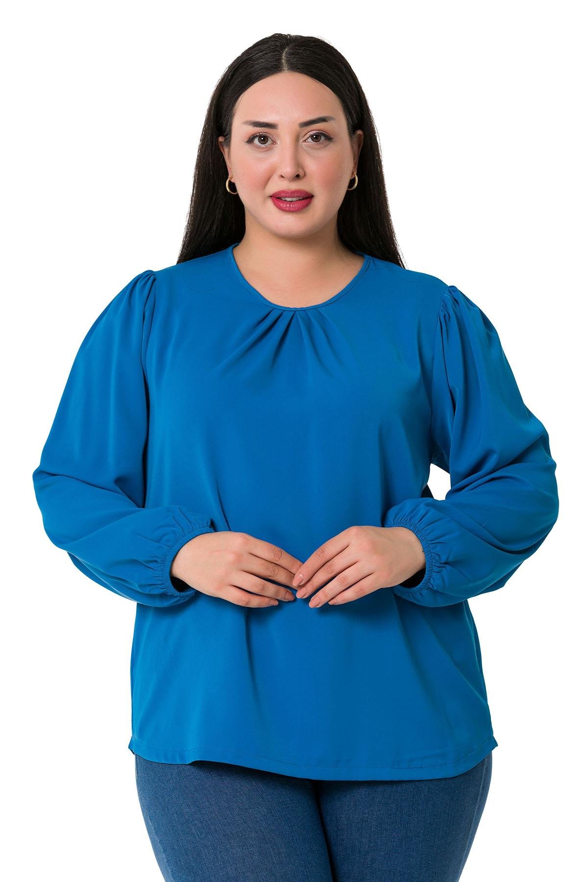W-7430 Indigo Дамска блуза в макси размери