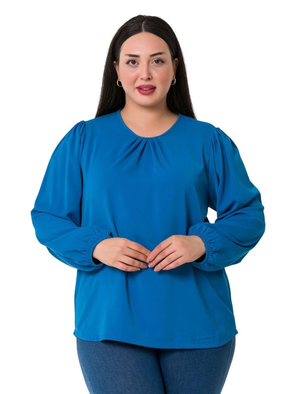 W-7430 Indigo Дамска блуза в макси размери