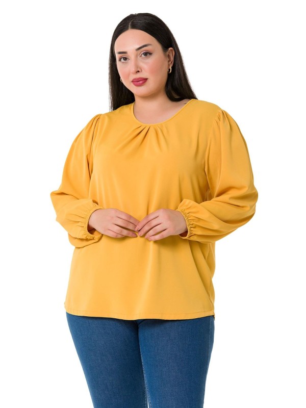 W-7430 Mustard Дамска блуза в макси размери