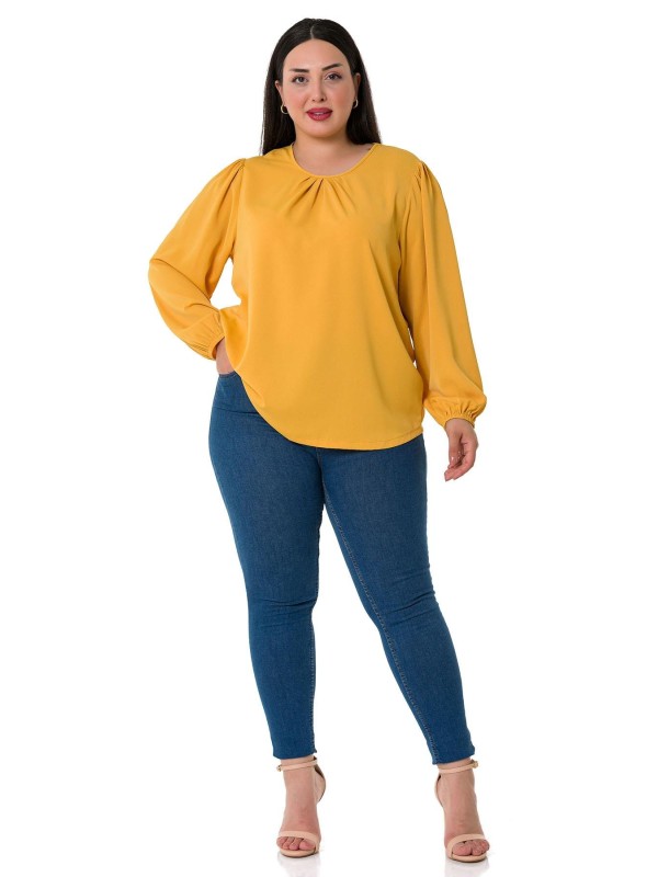 W-7430 Mustard Дамска блуза в макси размери