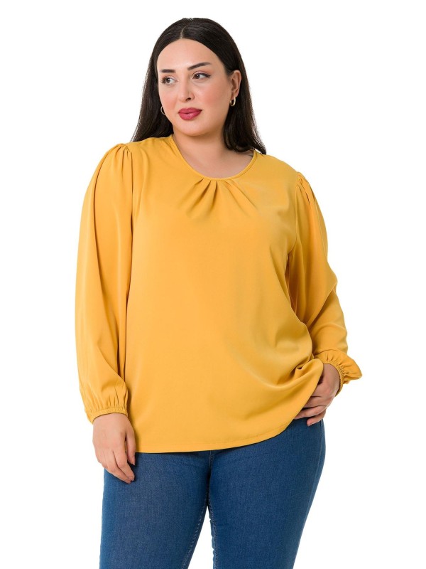 W-7430 Mustard Дамска блуза в макси размери