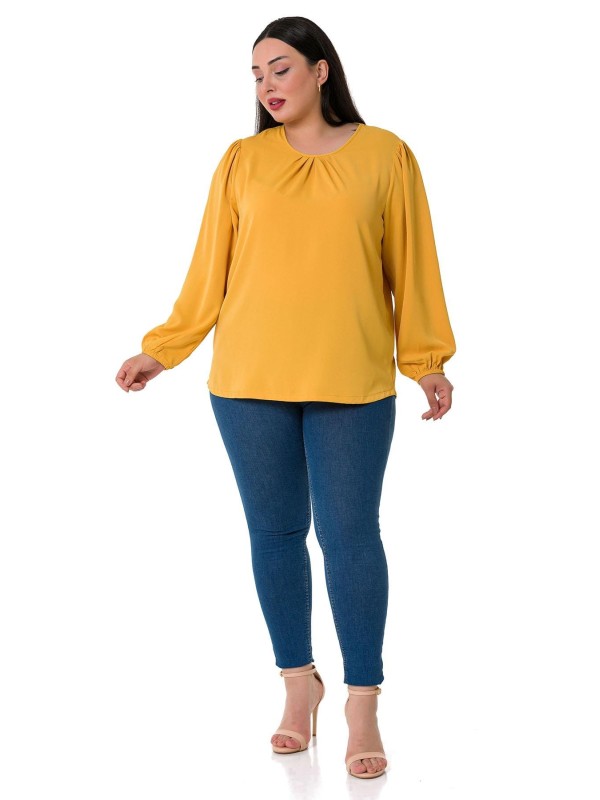 W-7430 Mustard Дамска блуза в макси размери