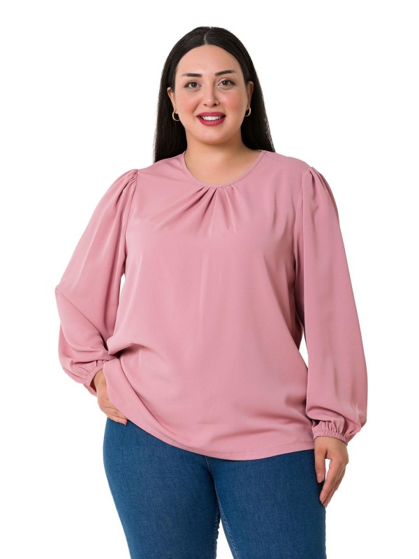 W-7430 Pink Дамска блуза в макси размери