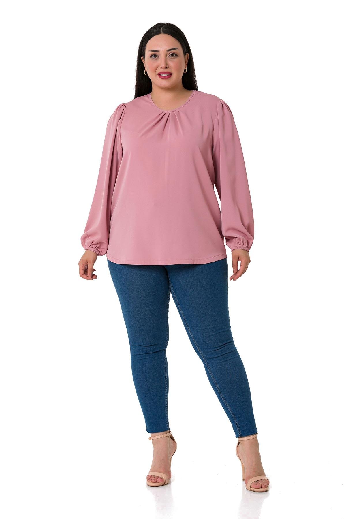 W-7430 Pink Дамска блуза в макси размери