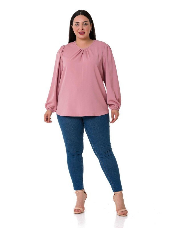 W-7430 Pink Дамска блуза в макси размери